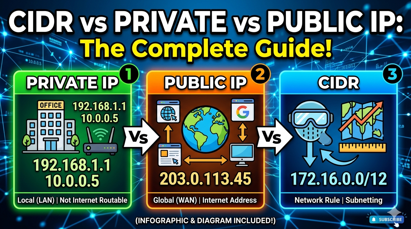 CIDR vs Private IP vs Public IP Address — Complete Guide